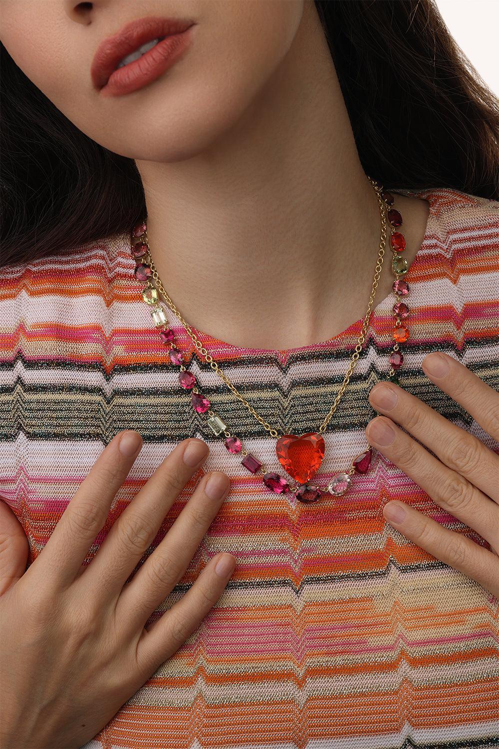 Fire Opal Love Necklace-YELLOW GOLD-JEWELRYFINE JEWELNECKLACE O-IRENE NEUWIRTH JEWELRY