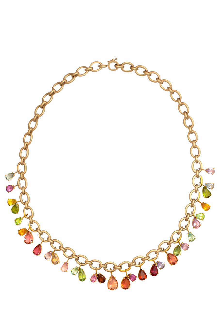 IRENE NEUWIRTH JEWELRY-Gemmy Gem Mixed Tourmaline Chain Necklace-YELLOW GOLD
