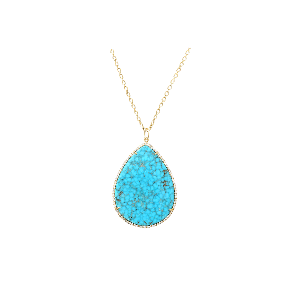 IRENE NEUWIRTH JEWELRY-Kingman Turquoise And Diamond Necklace-YELLOW GOLD
