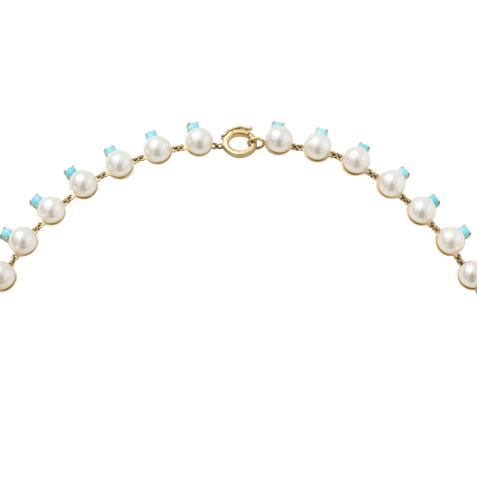IRENE NEUWIRTH JEWELRY-Kingman Turquoise And Mint Chrysoprase Necklace-YELLOW GOLD