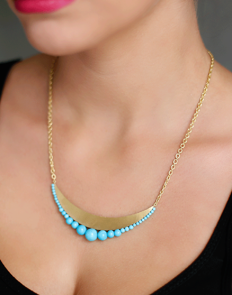 IRENE NEUWIRTH JEWELRY-Kingman Turquoise Gold Pendant Necklace-YELLOW GOLD