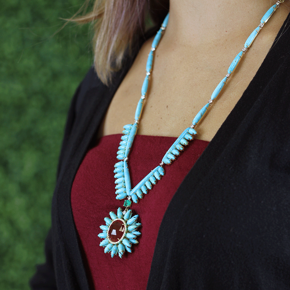 IRENE NEUWIRTH JEWELRY-Kingman Turquoise Necklace-YELLOW GOLD