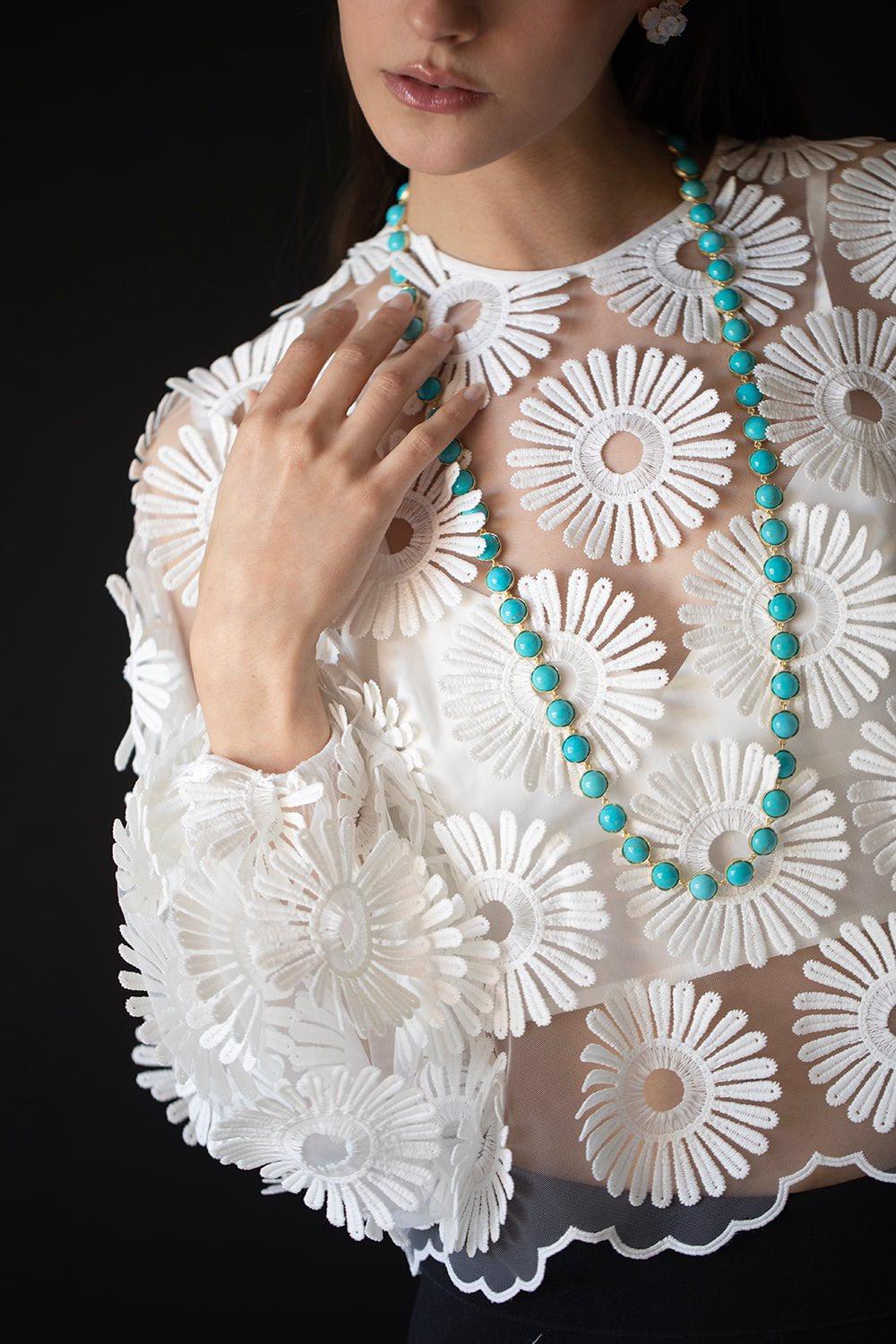 IRENE NEUWIRTH JEWELRY-Medium Classic Link Necklace - Turquoise-YELLOW GOLD