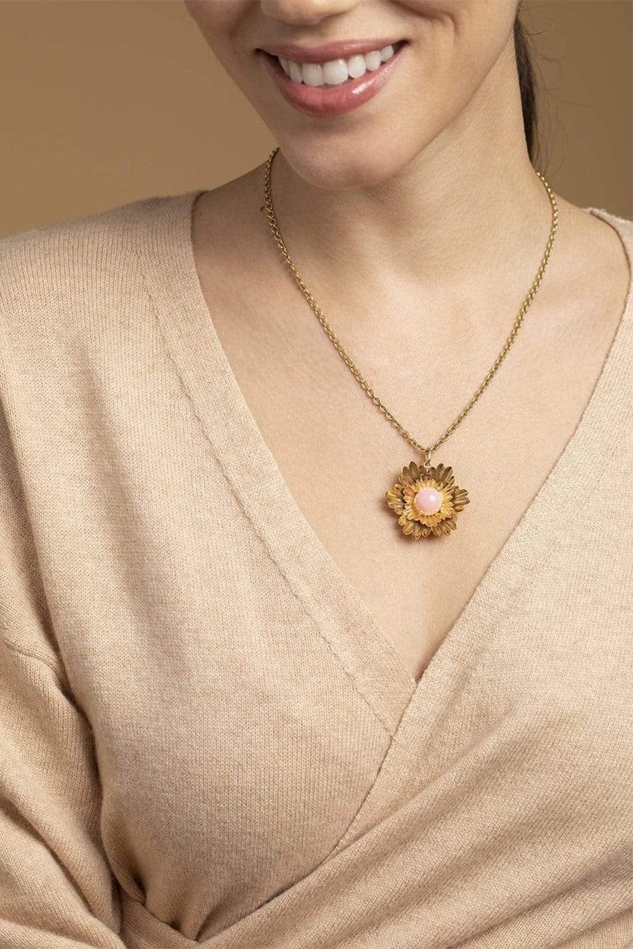 IRENE NEUWIRTH JEWELRY-Pink Opal Super Bloom Necklace-YELLOW GOLD