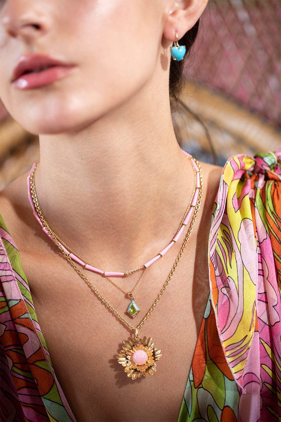IRENE NEUWIRTH JEWELRY-Pink Opal Super Bloom Necklace-YELLOW GOLD
