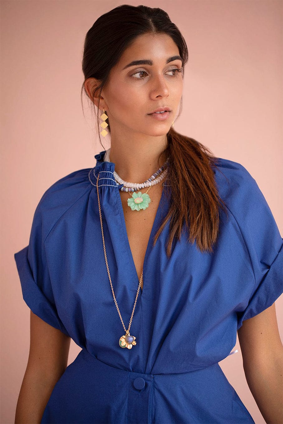 IRENE NEUWIRTH JEWELRY-Rainbow Moonstone Bead Necklace-YELLOW GOLD