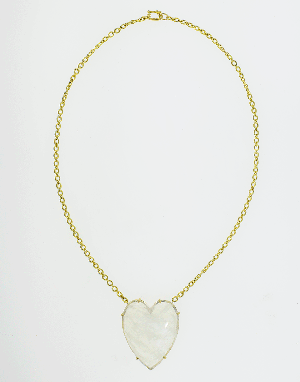 IRENE NEUWIRTH JEWELRY-Rainbow Moonstone Heart Necklace-YELLOW GOLD