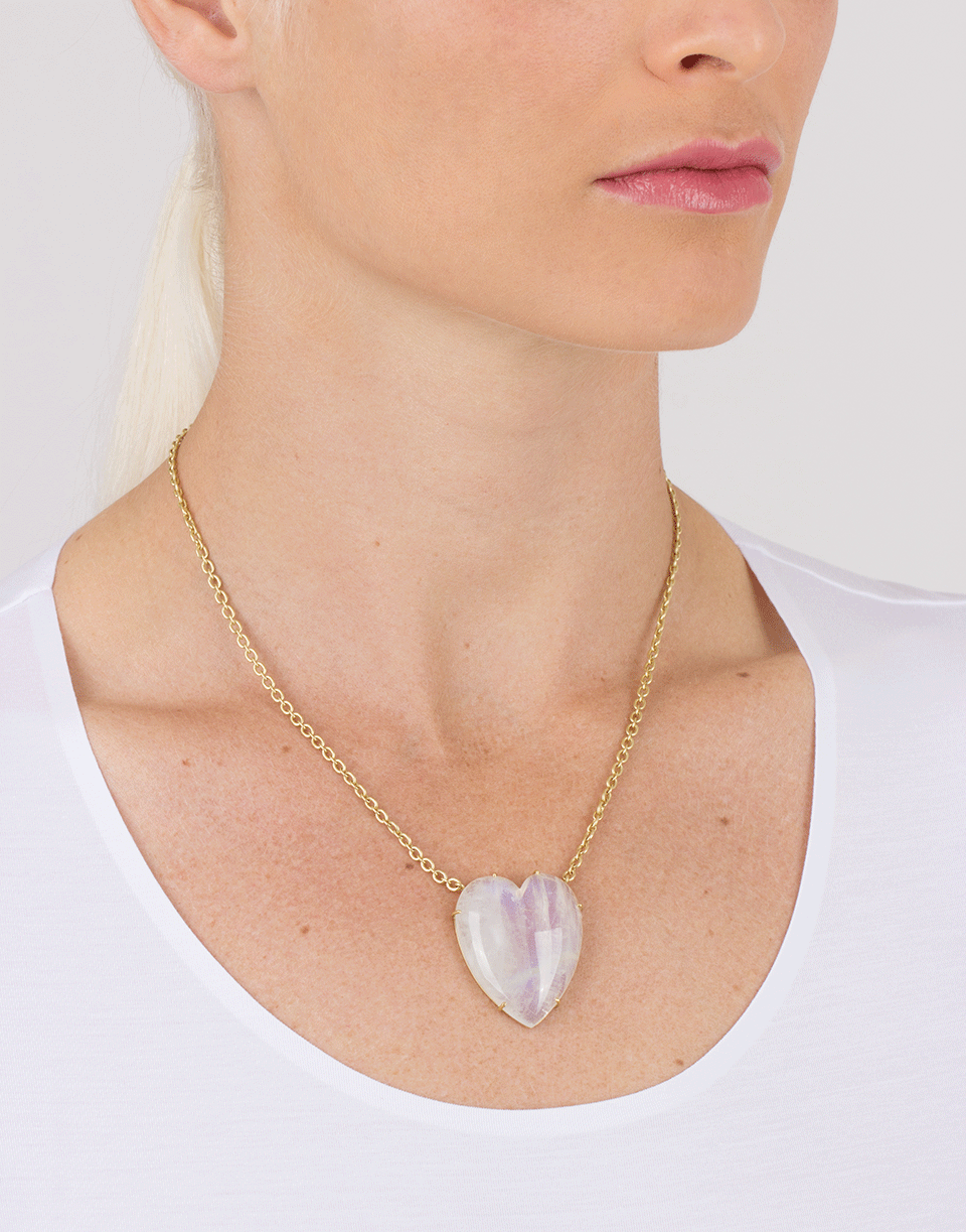 IRENE NEUWIRTH JEWELRY-Rainbow Moonstone Heart Necklace-YELLOW GOLD
