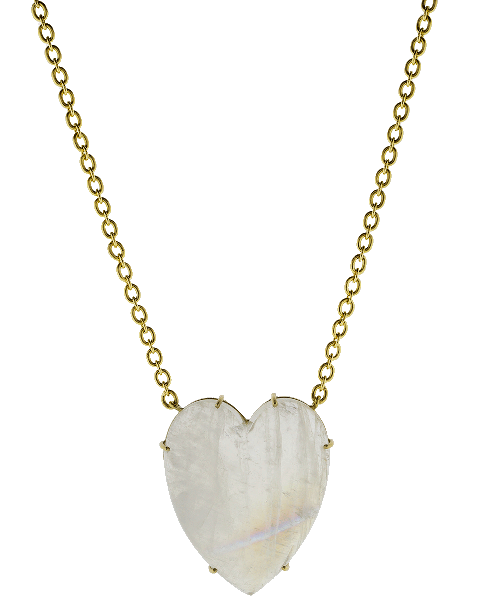 IRENE NEUWIRTH JEWELRY-Rainbow Moonstone Heart Necklace-YELLOW GOLD