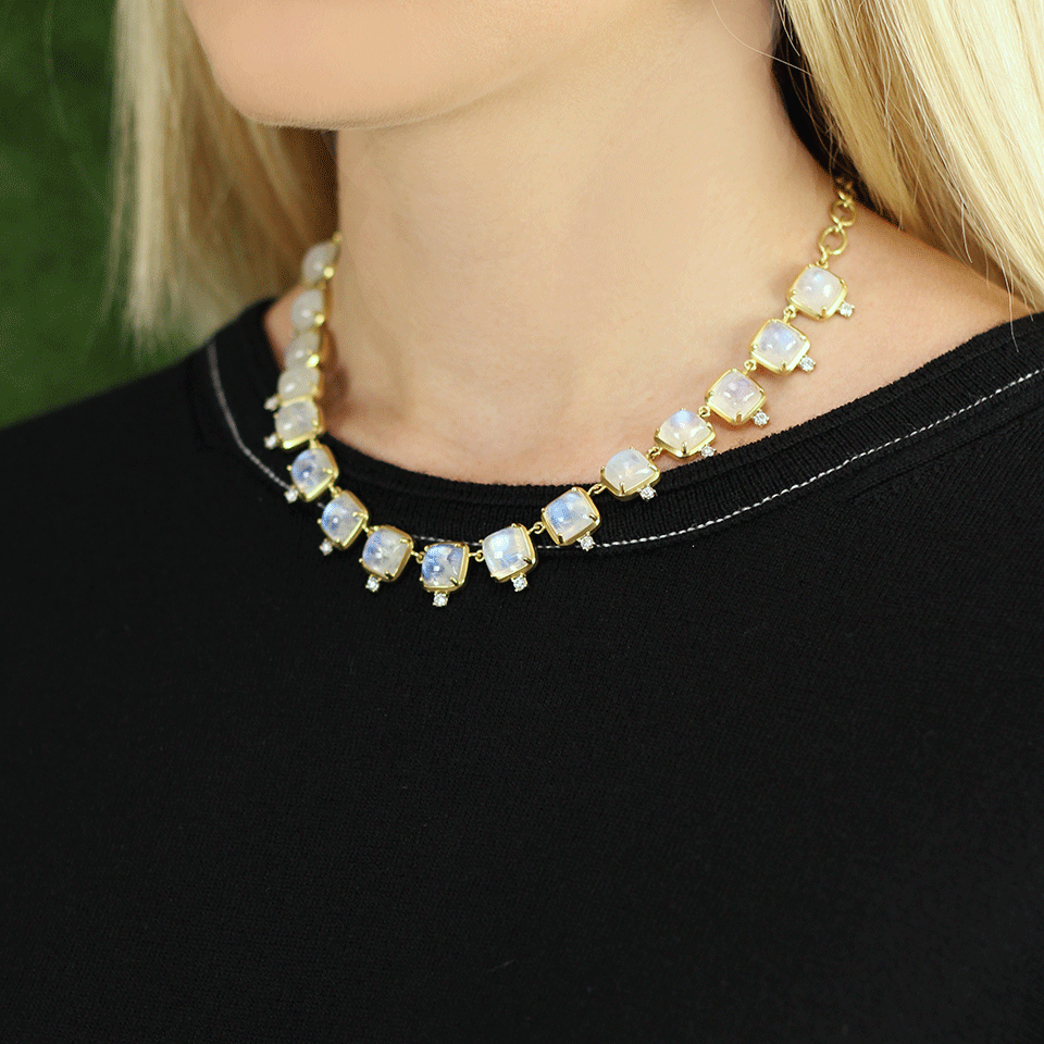 IRENE NEUWIRTH JEWELRY-Rainbow Moonstone Necklace-YELLOW GOLD