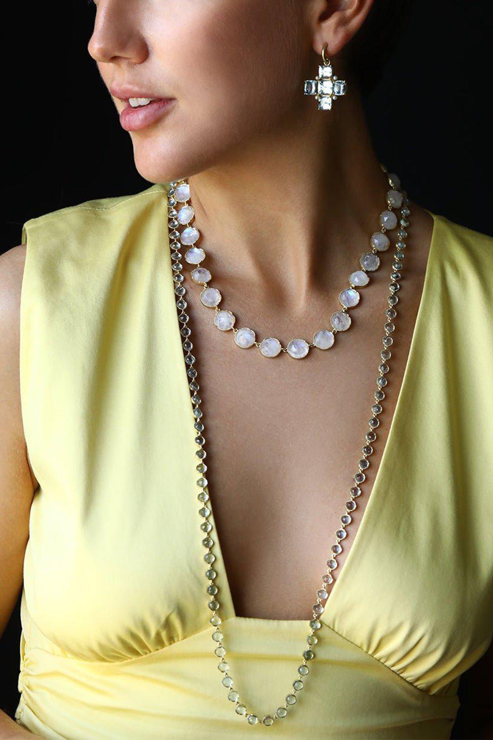 IRENE NEUWIRTH JEWELRY-Rose Cut Aquamarine Necklace-YELLOW GOLD