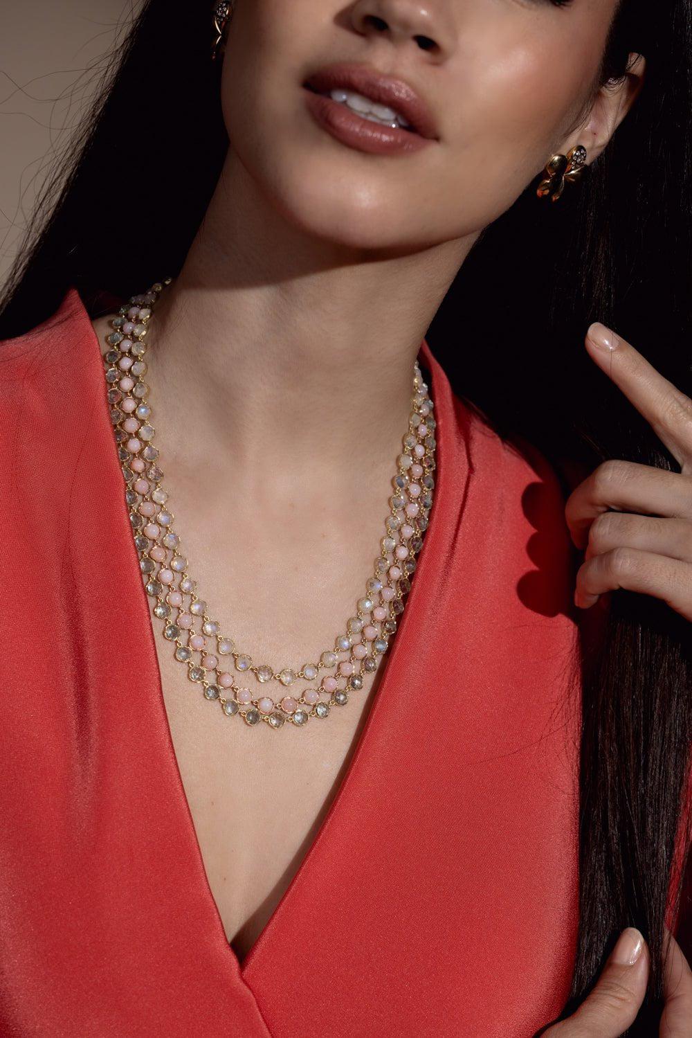 IRENE NEUWIRTH JEWELRY-Small Classic Link Aquamarine Necklace-YELLOW GOLD