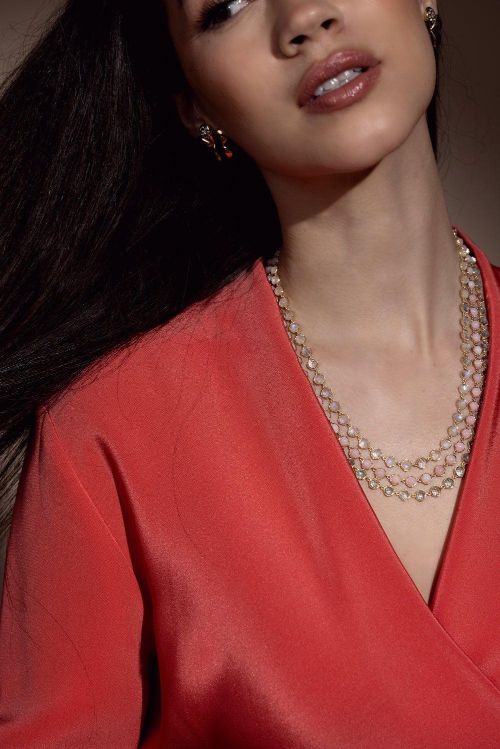 IRENE NEUWIRTH JEWELRY-Small Classic Link Aquamarine Necklace-YELLOW GOLD