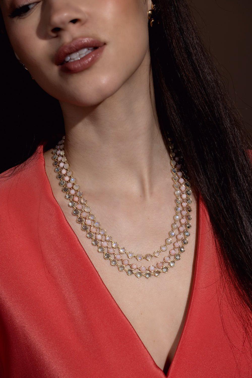 IRENE NEUWIRTH JEWELRY-Small Classic Link Aquamarine Necklace-YELLOW GOLD