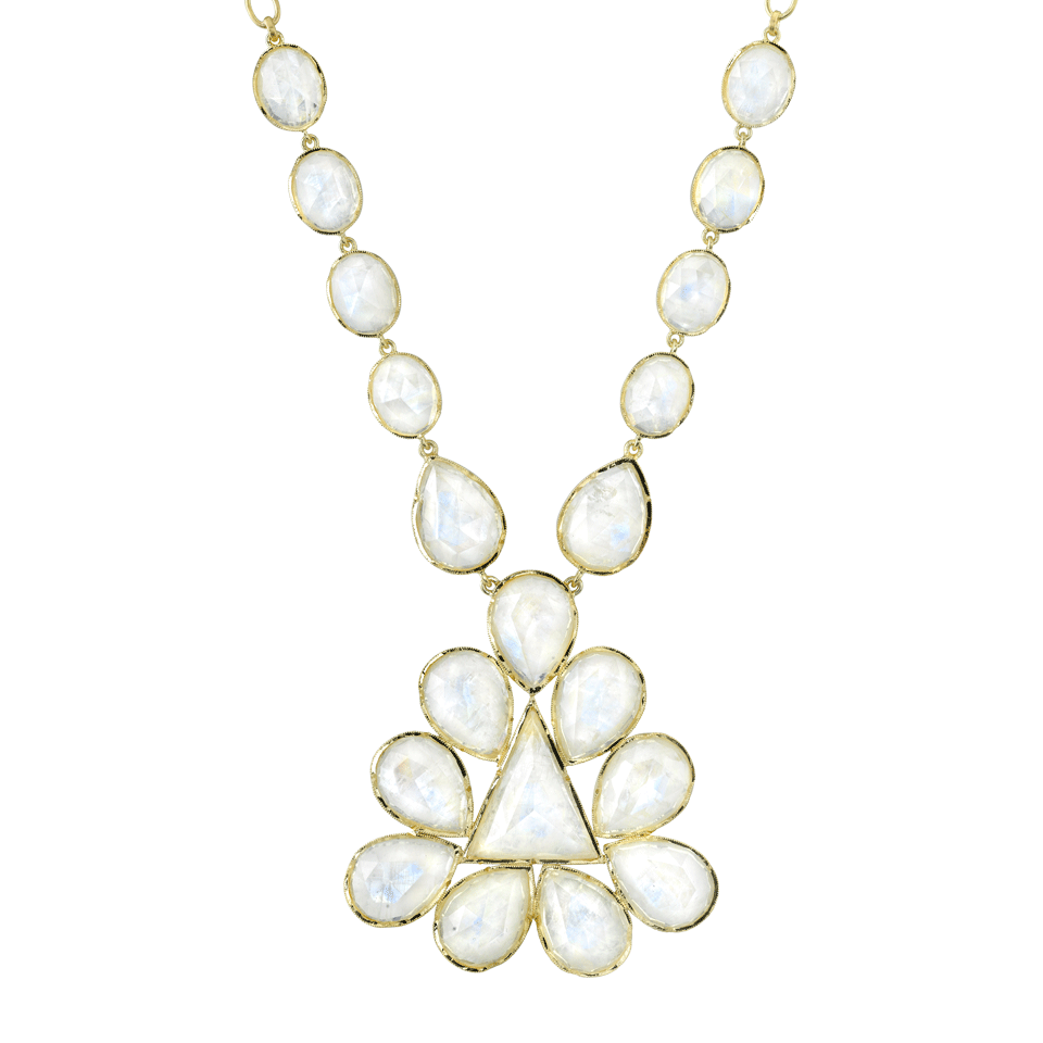 IRENE NEUWIRTH JEWELRY-Mixed-Shape Rainbow Moonstone Necklace-YLLW GLD