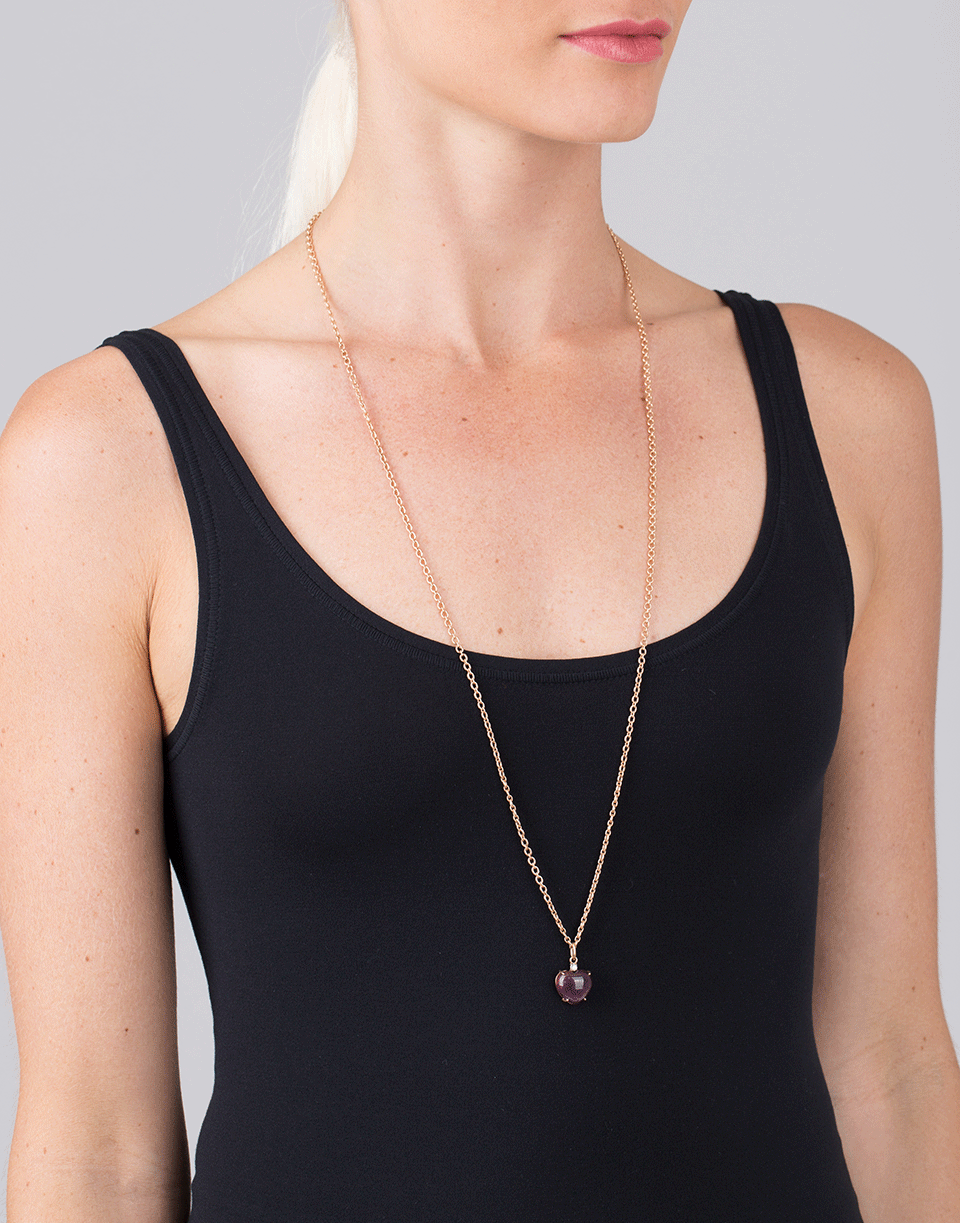 IRENE NEUWIRTH JEWELRY-Cabochon Ruby Heart Charm Pendant-ROSE GOLD