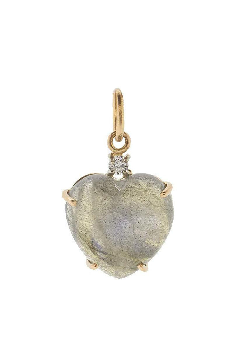 Labradorite Cabochon Heart Pendant-ROSE GOLD-JEWELRYFINE JEWELPENDANT-IRENE NEUWIRTH JEWELRY