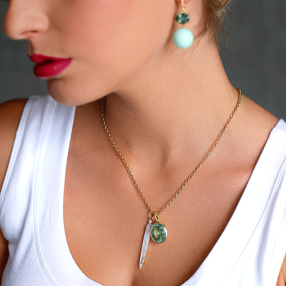 IRENE NEUWIRTH JEWELRY-Green Tourmaline Charm-YELLOW GOLD
