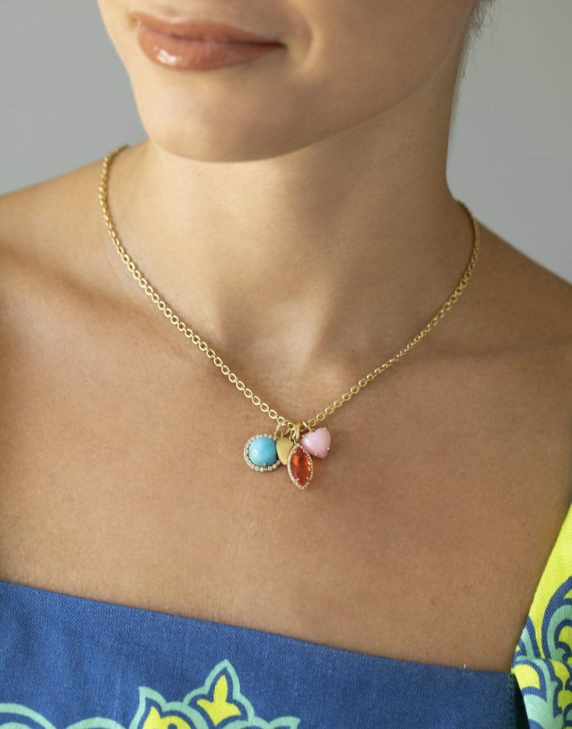 IRENE NEUWIRTH JEWELRY-Kingman Turquoise and Diamond Pendant-YELLOW GOLD