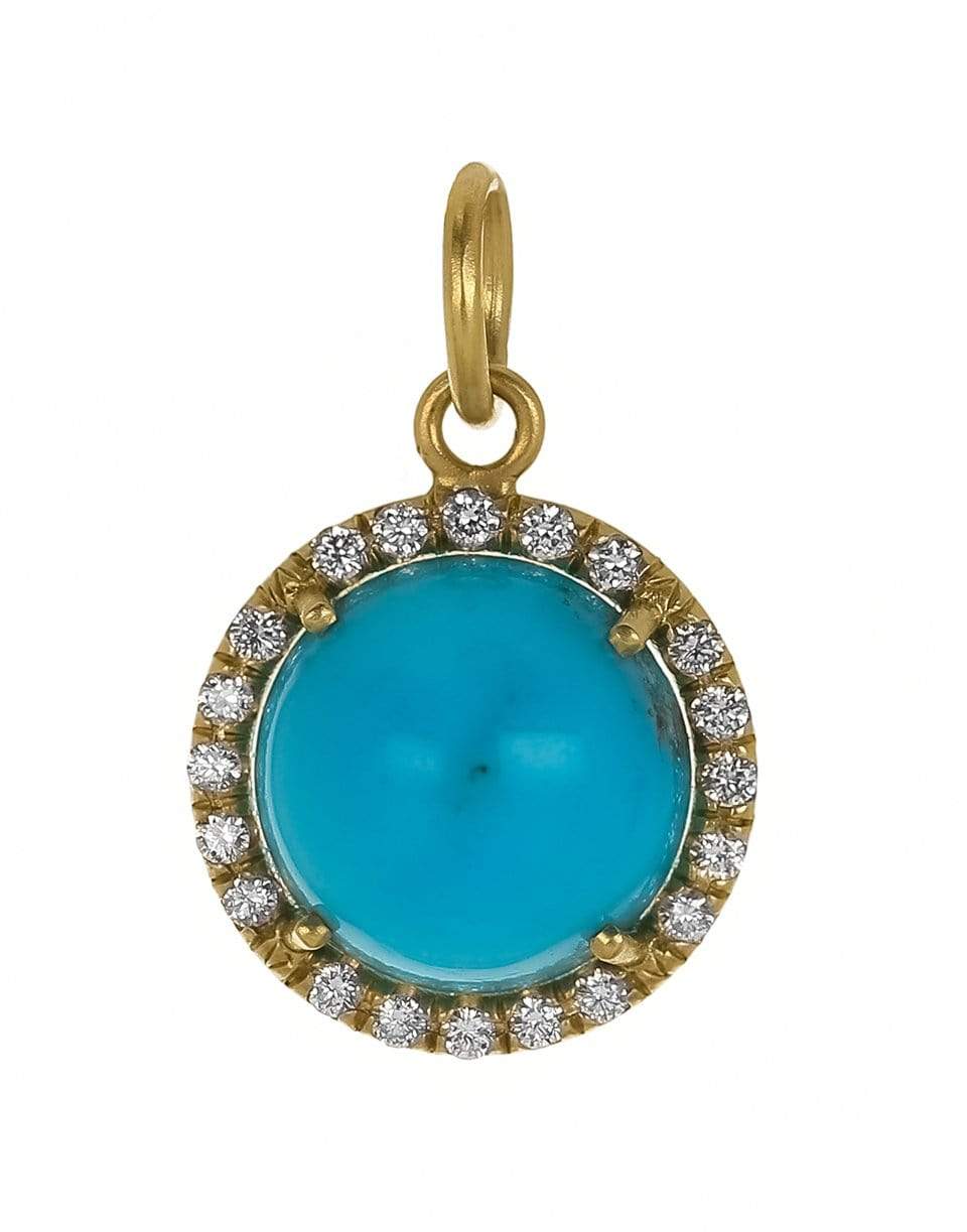 IRENE NEUWIRTH JEWELRY-Kingman Turquoise and Diamond Pendant-YELLOW GOLD