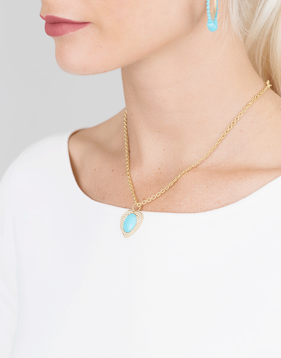 IRENE NEUWIRTH JEWELRY-Turquoise And Diamond Pave Heart Charm-YELLOW GOLD