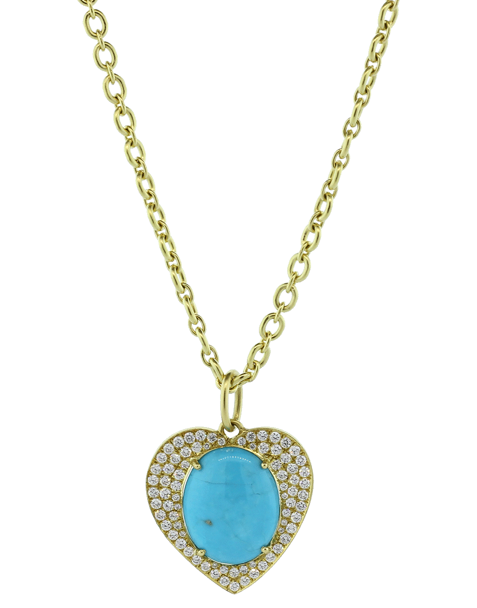 IRENE NEUWIRTH JEWELRY-Turquoise And Diamond Pave Heart Charm-YELLOW GOLD