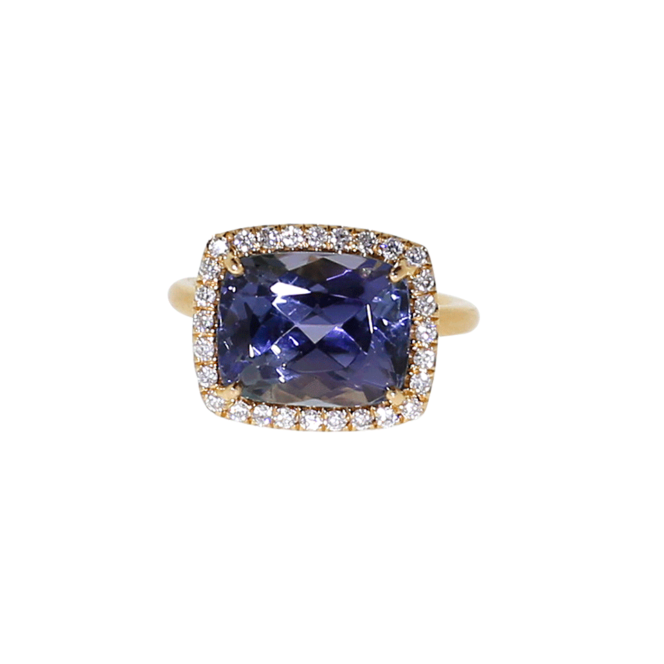 IRENE NEUWIRTH JEWELRY-Ocean Tanzanite And Diamond Pave Ring-ROSE GOLD