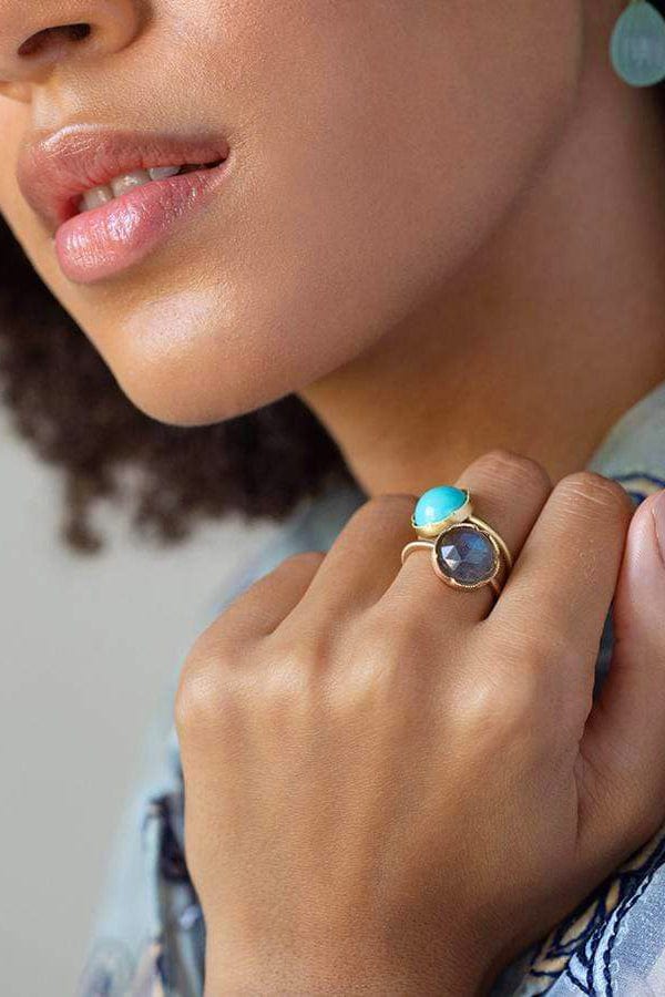 IRENE NEUWIRTH JEWELRY-Rose Cut Labradorite Ring-ROSE GOLD