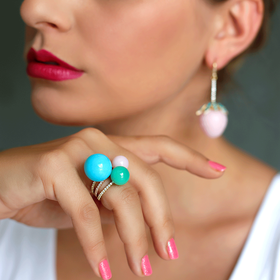 IRENE NEUWIRTH JEWELRY-Pink Opal Diamond Pave Ring-ROSE GOLD