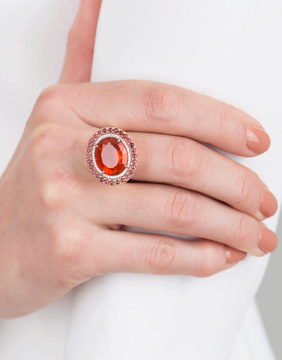 IRENE NEUWIRTH JEWELRY-Fire Opal And Pink Tourmaline Ring-ROSE GOLD