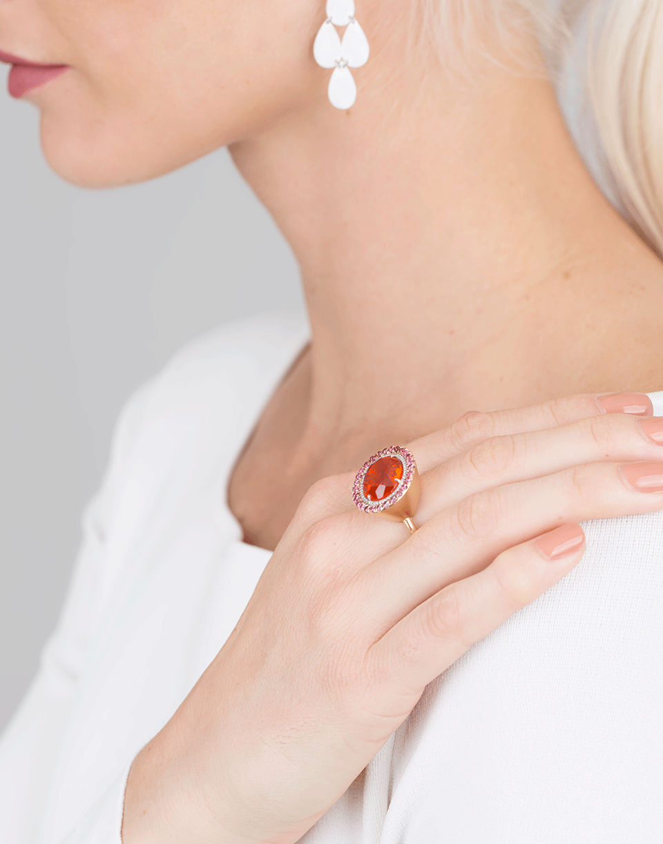 IRENE NEUWIRTH JEWELRY-Fire Opal And Pink Tourmaline Ring-ROSE GOLD