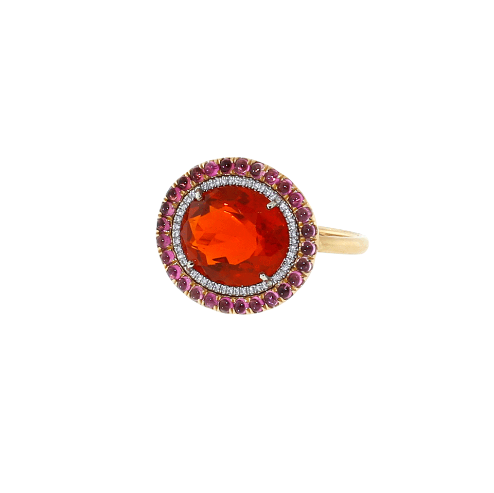 IRENE NEUWIRTH JEWELRY-Fire Opal And Pink Tourmaline Ring-ROSE GOLD