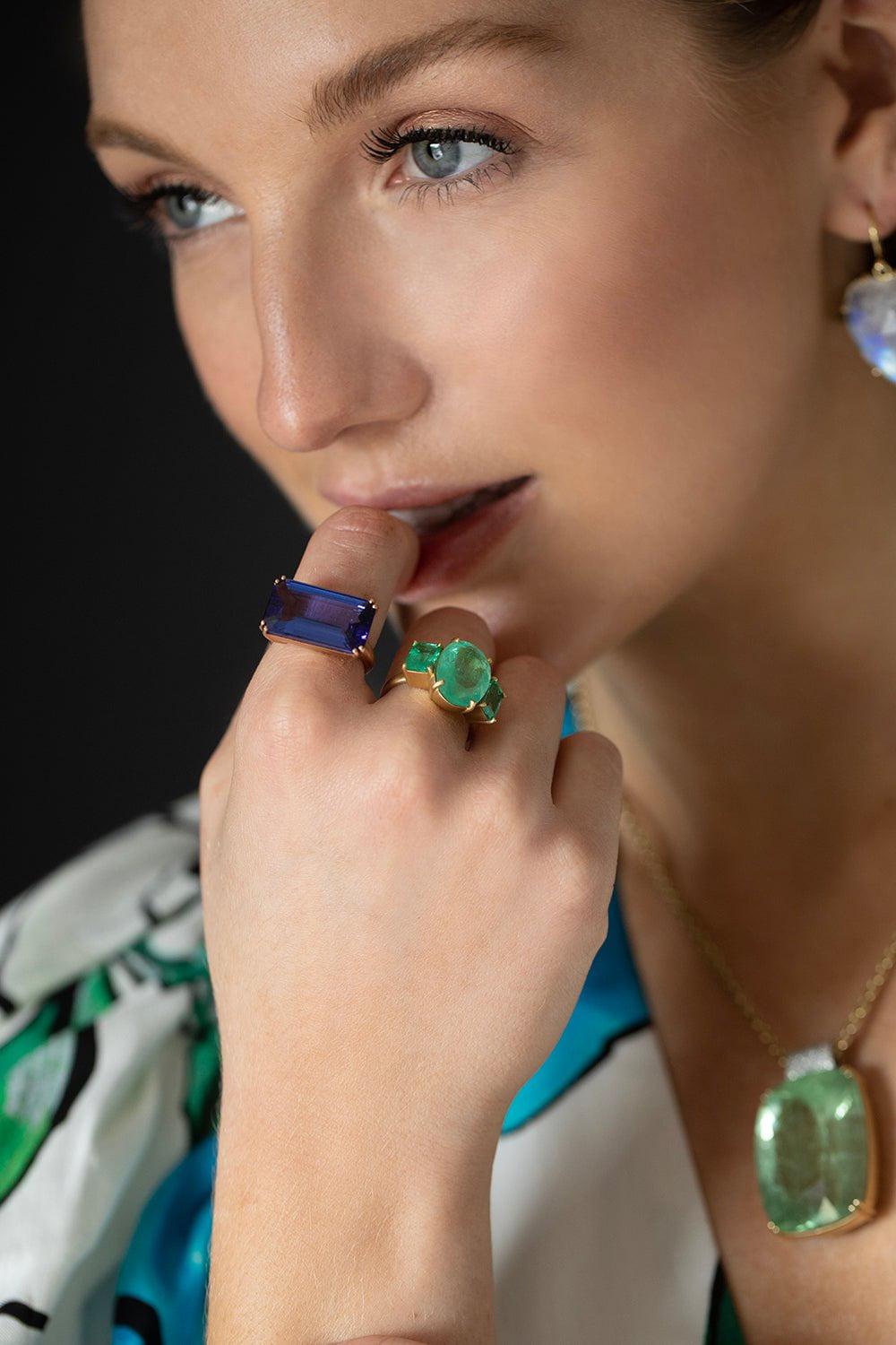 IRENE NEUWIRTH JEWELRY-Gemmy Gem Double Prong Ring - Tanzanite-ROSE GOLD
