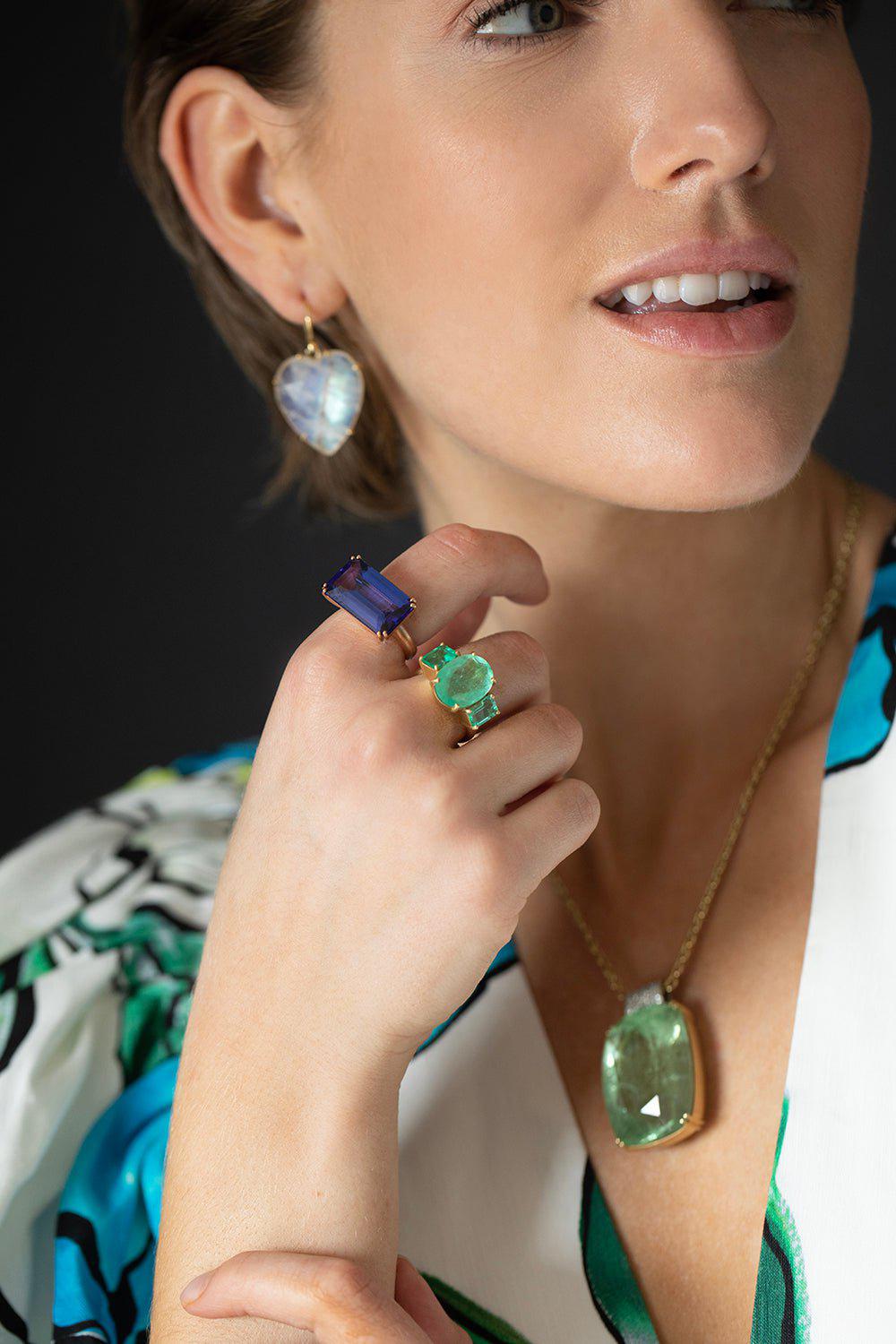 IRENE NEUWIRTH JEWELRY-Gemmy Gem Double Prong Ring - Tanzanite-ROSE GOLD