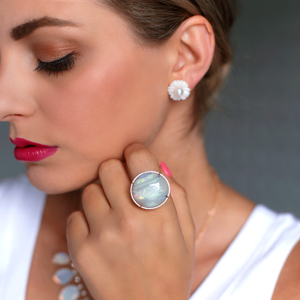 IRENE NEUWIRTH JEWELRY-Opal And Diamond Pave Ring-ROSE GOLD