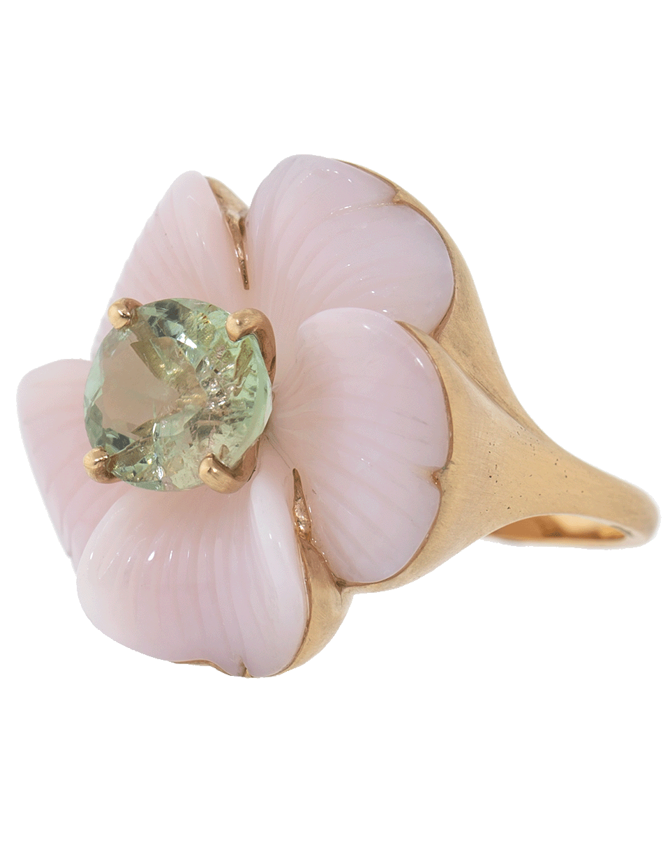 IRENE NEUWIRTH JEWELRY-Pink Opal and Green Tourmaline Flower Ring-ROSE GOLD