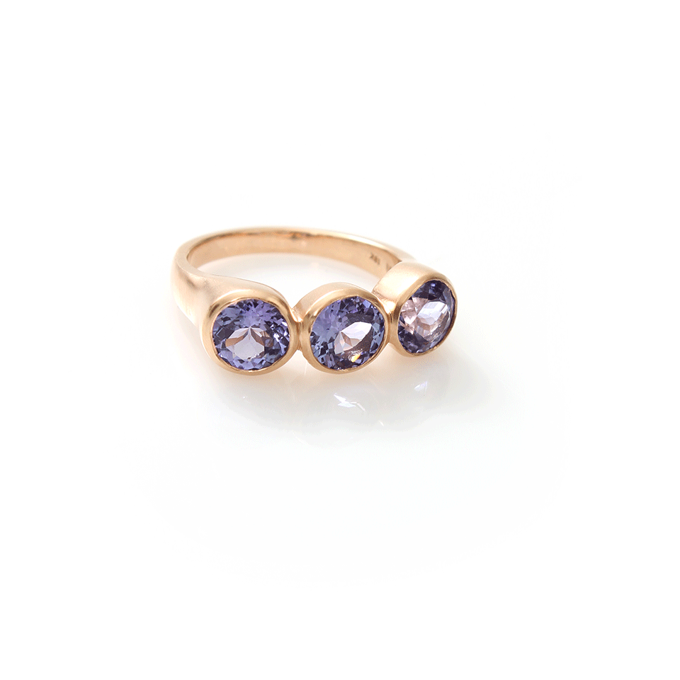 IRENE NEUWIRTH JEWELRY-Triple Tanzanite Ring-ROSE GOLD