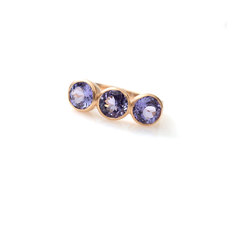 IRENE NEUWIRTH JEWELRY-Triple Tanzanite Ring-ROSE GOLD