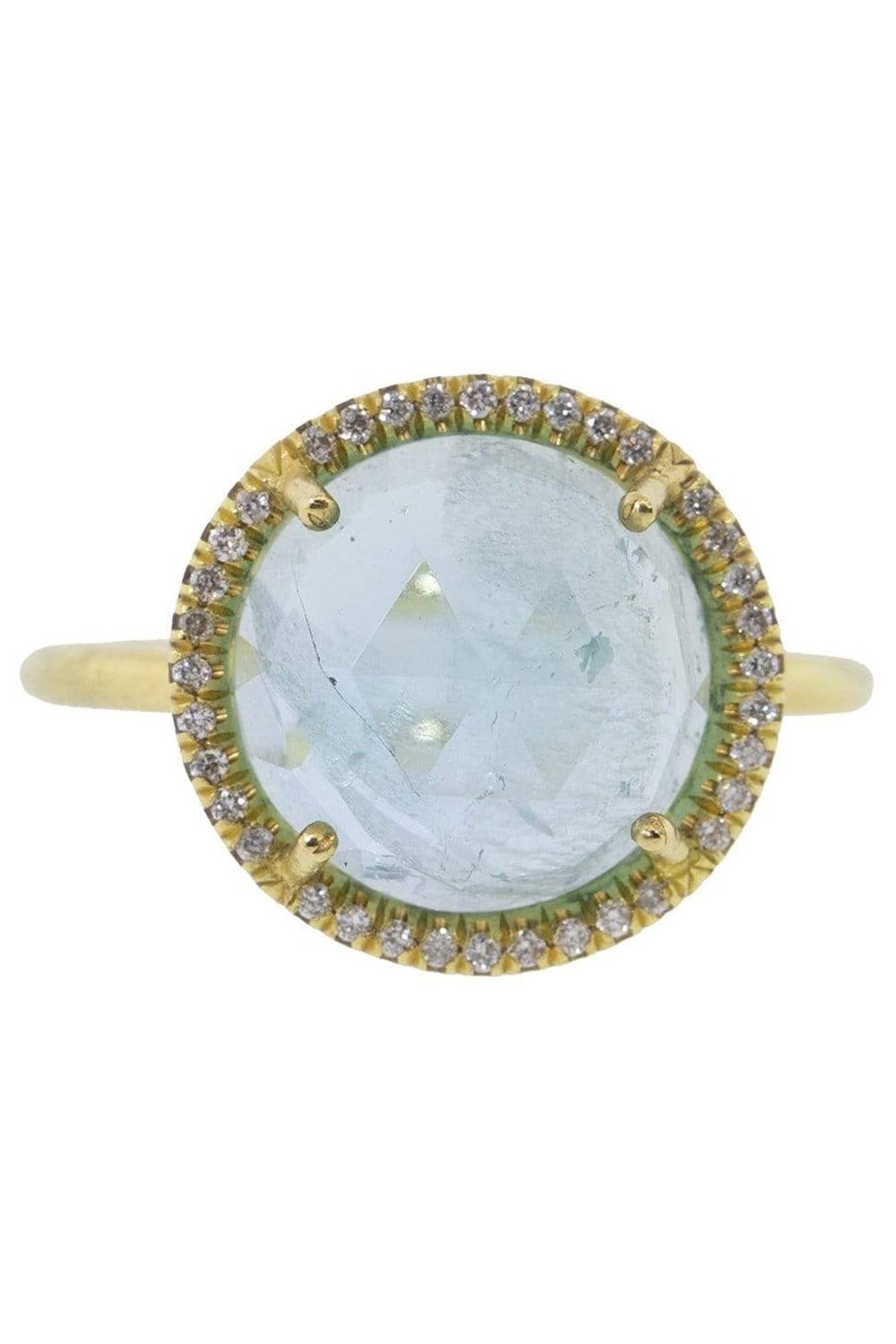 IRENE NEUWIRTH JEWELRY-Aquamarine and Diamond Pave Ring-YELLOW GOLD