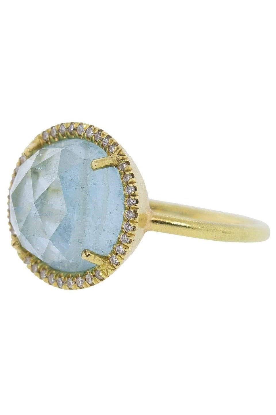 IRENE NEUWIRTH JEWELRY-Aquamarine and Diamond Pave Ring-YELLOW GOLD