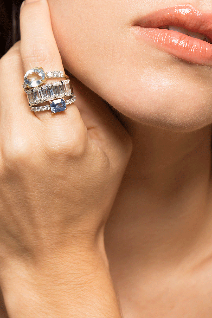 IRENE NEUWIRTH JEWELRY-Aquamarine and Diamond Ring-YELLOW GOLD