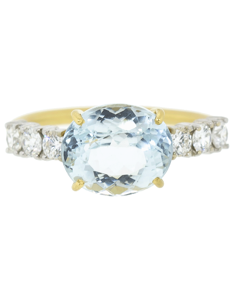 IRENE NEUWIRTH JEWELRY-Aquamarine and Diamond Ring-YELLOW GOLD