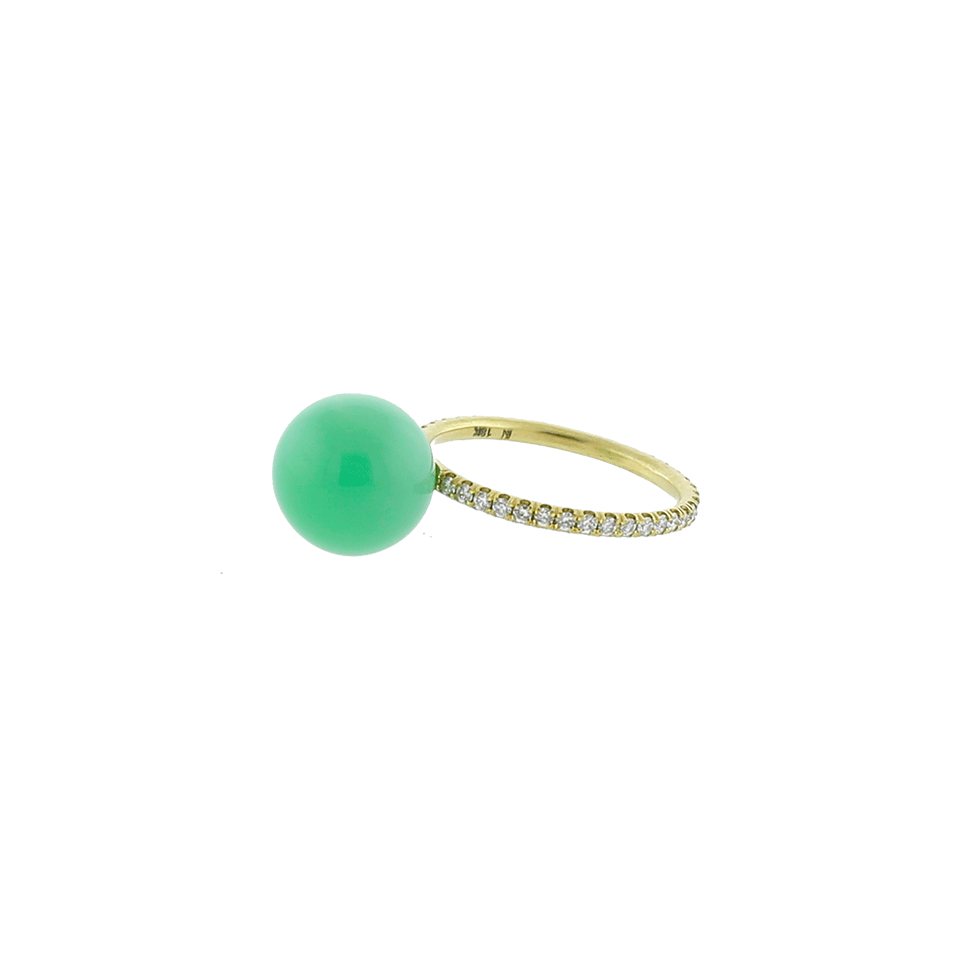 IRENE NEUWIRTH JEWELRY-Chrysoprase Diamond Pave Ring-YELLOW GOLD