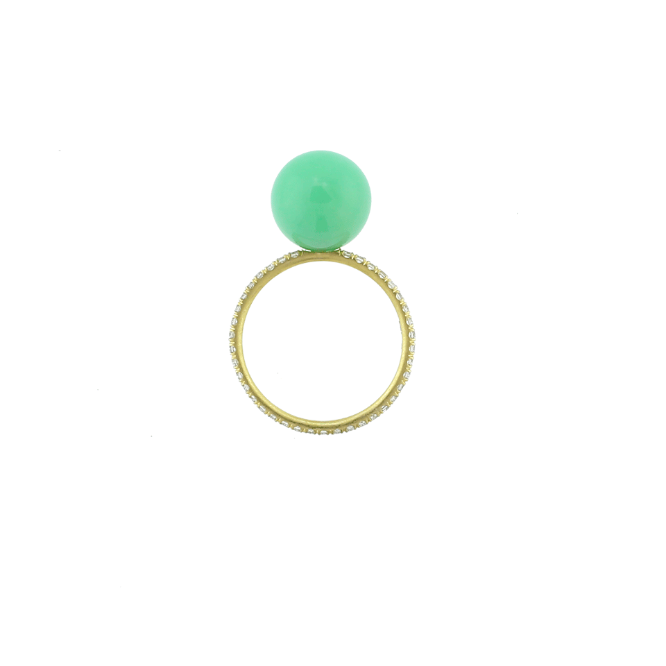 IRENE NEUWIRTH JEWELRY-Chrysoprase Diamond Pave Ring-YELLOW GOLD