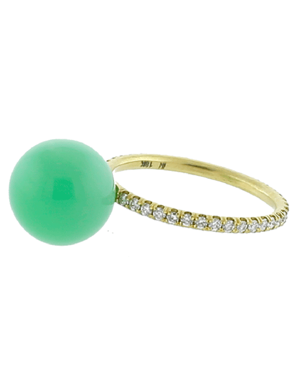 IRENE NEUWIRTH JEWELRY-Chrysoprase Diamond Pave Ring-YELLOW GOLD