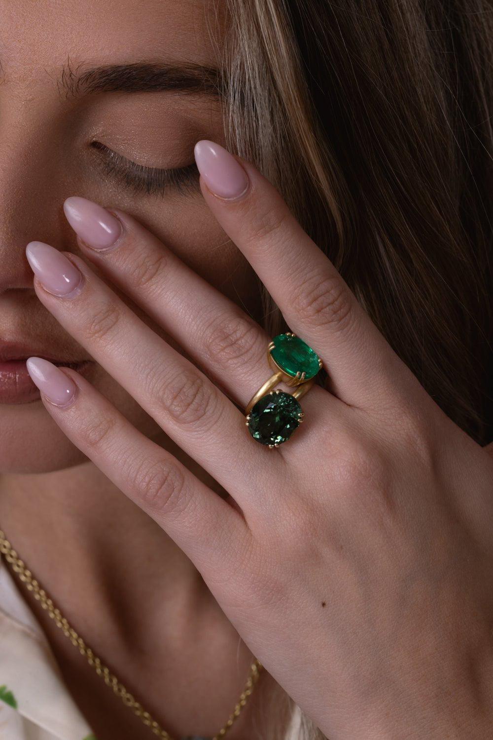 IRENE NEUWIRTH JEWELRY-Gemmy Gem Double Prong Tourmaline Ring-YELLOW GOLD