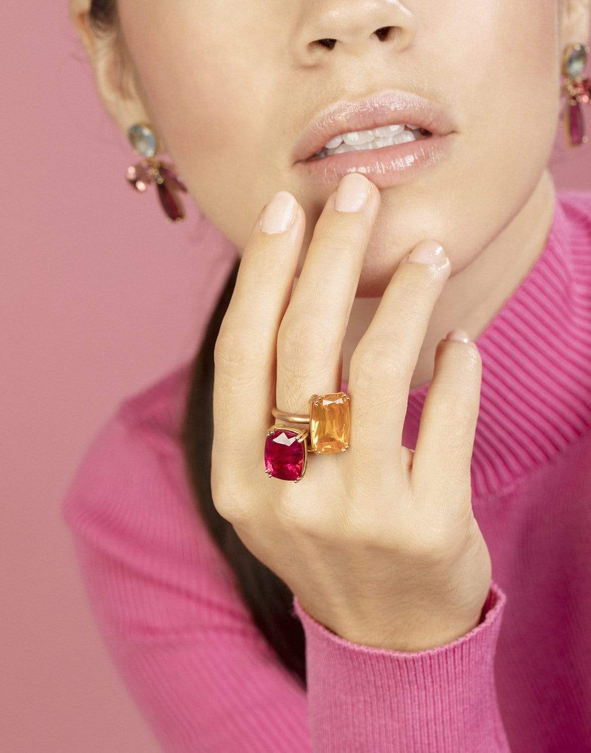 IRENE NEUWIRTH JEWELRY-Gemmy Gem Rubelitte Tourmaline Ring-YELLOW GOLD