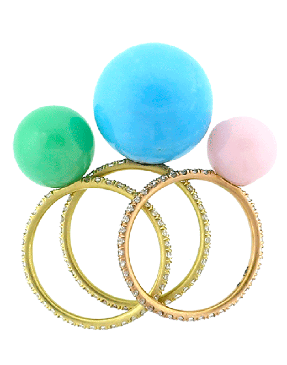 IRENE NEUWIRTH JEWELRY-Kingman Turquoise Diamond Pave Ring-YELLOW GOLD