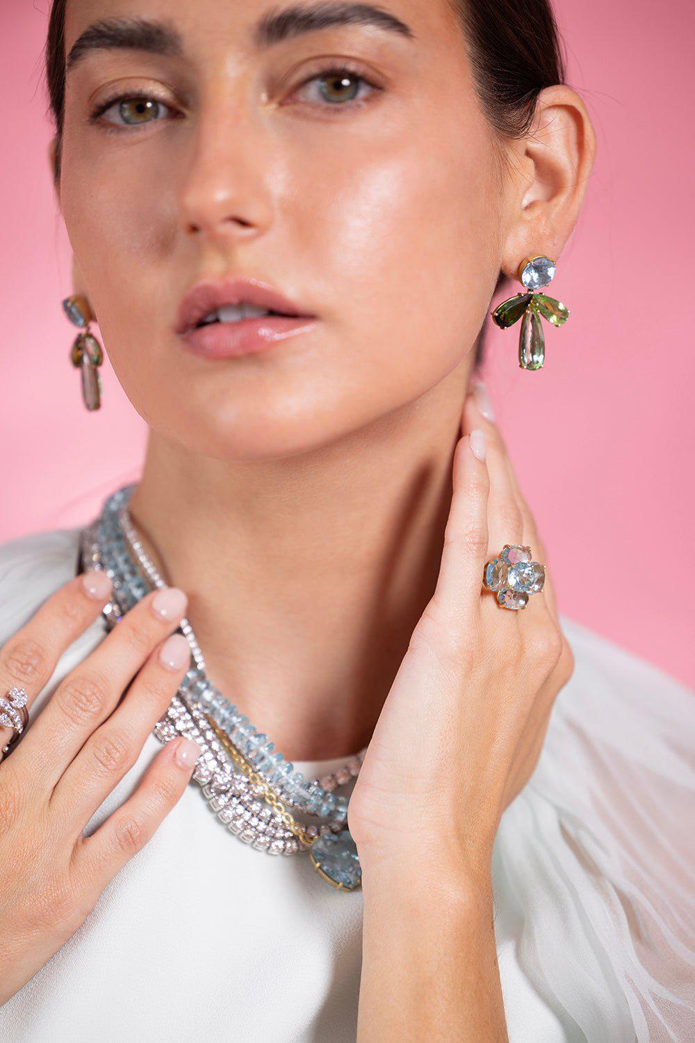 IRENE NEUWIRTH JEWELRY-Aquamarine Flower Ring-YELLOW GOLD