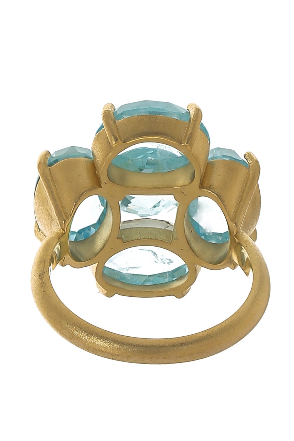 IRENE NEUWIRTH JEWELRY-Aquamarine Flower Ring-YELLOW GOLD